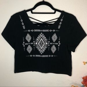 Black and white tribal crop top